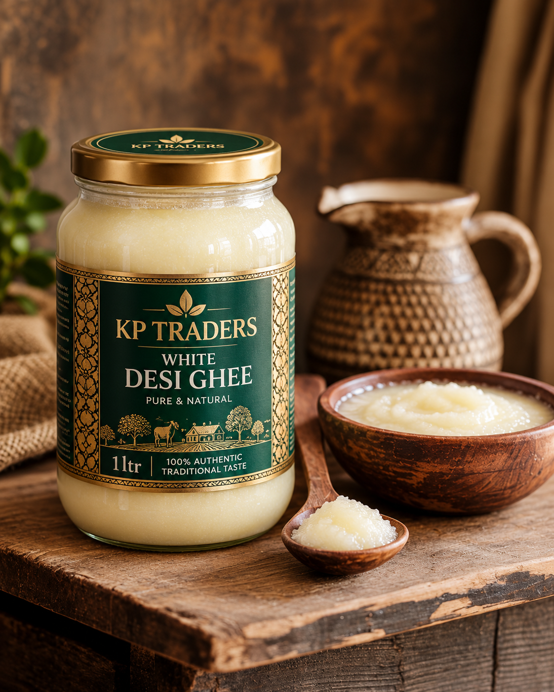 KP Traders White Desi Ghee jar, 1 litre